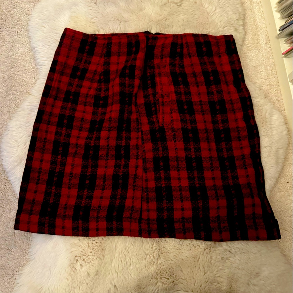 Red plaid check skirt - FREE w/ purchase